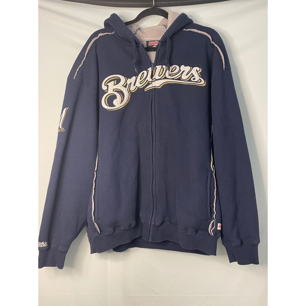 Stitches‎ Milwaukee Brewers MLB Mens X-Large Full Zip Sherpa Lined Hoodie Jacket